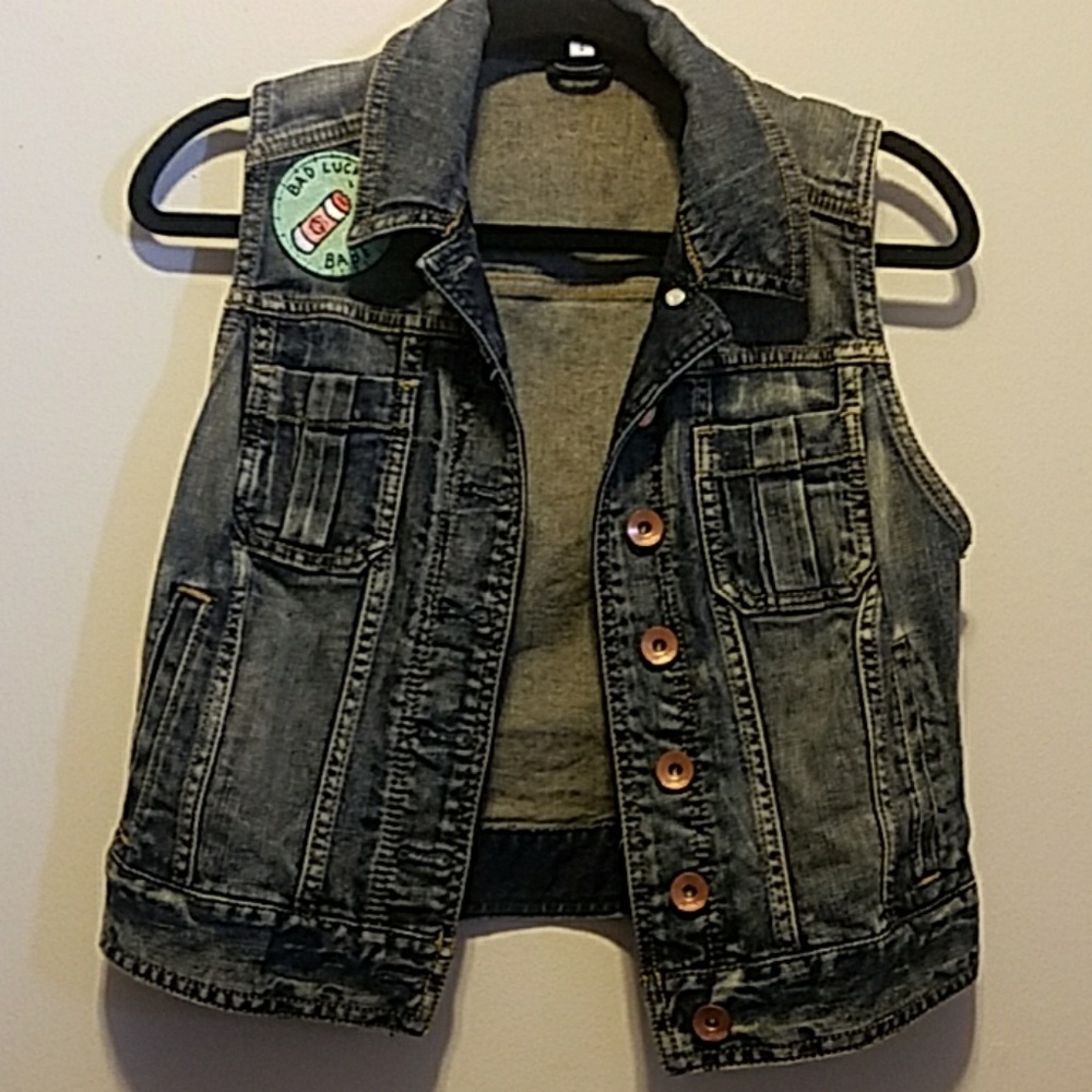 Express denim crop vest